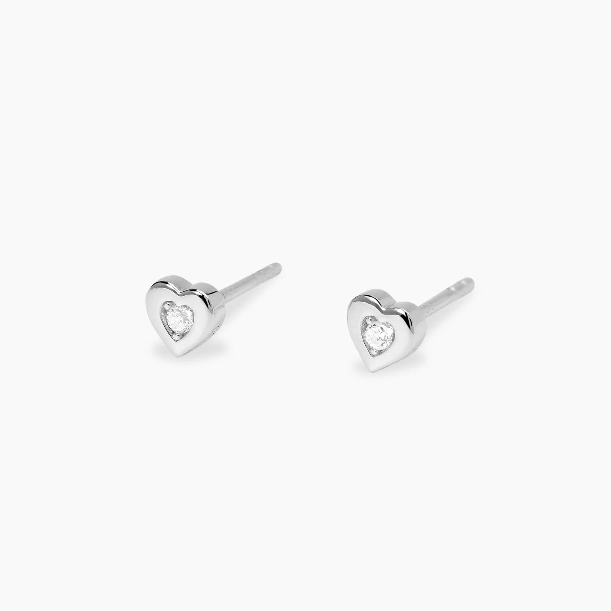 Orecchini a lobo Mabina in argento 925 con punti luce diamanti lab grown 0,07 carati ciascuno (totale 0,14 ct) taglio brillante.
