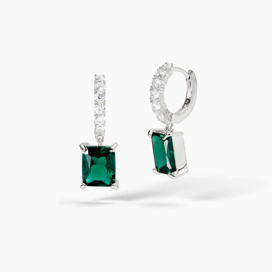 Orecchini Mabina Desiderio Infinito in Argento 925 Rodiato con Smeraldi Sintetici e Zirconi - 563815