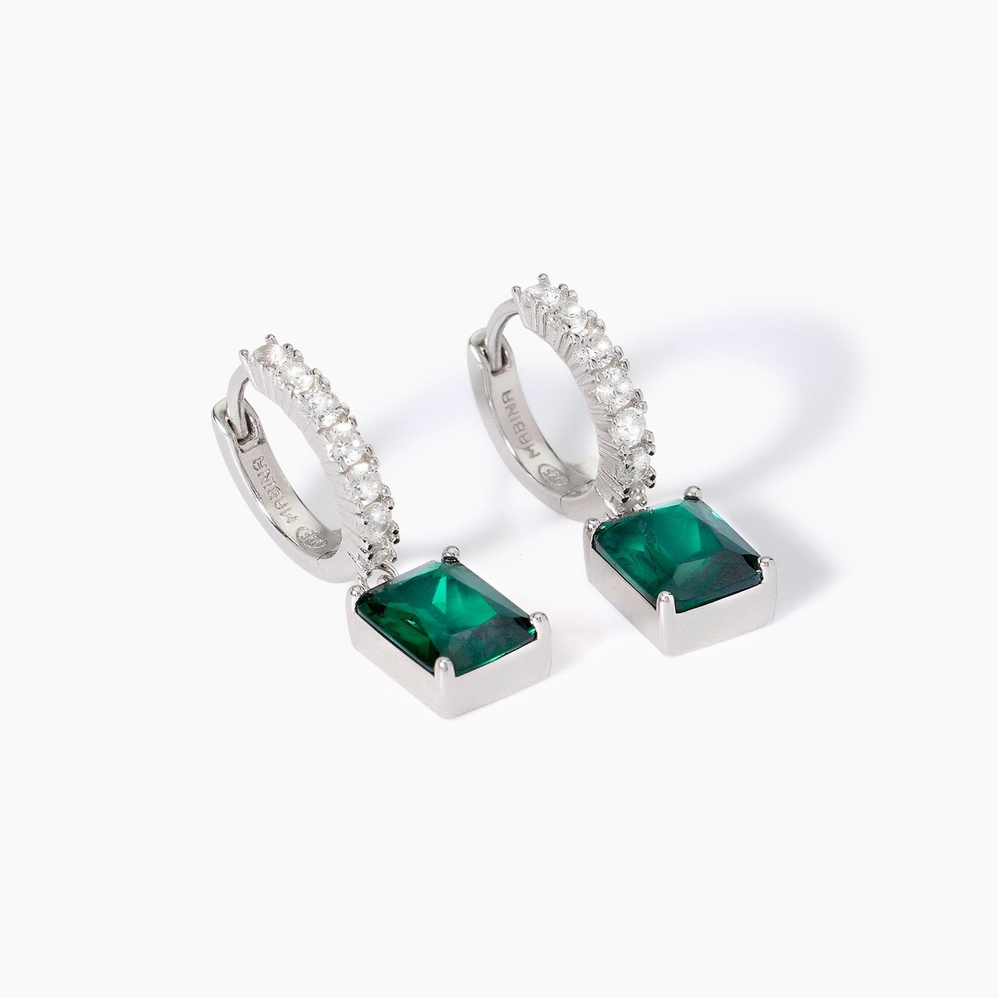 Orecchini Mabina Desiderio Infinito in Argento 925 Rodiato con Smeraldi Sintetici e Zirconi - 563815 2
