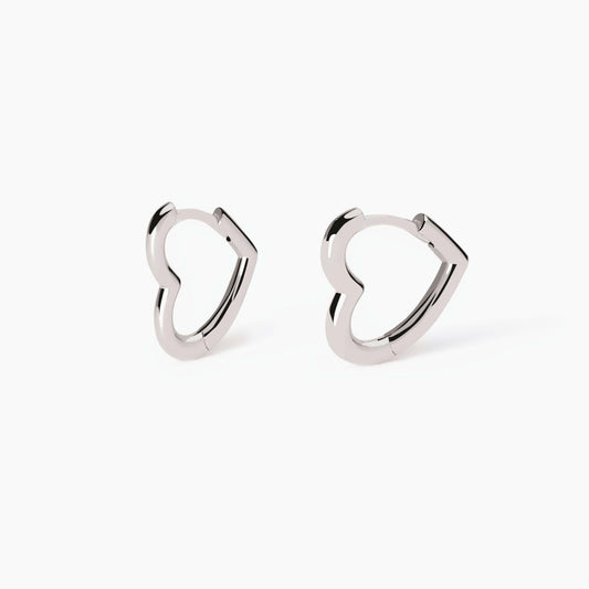 Orecchini Mabina Donna DIETRO L'ANGOLO - Orecchini a Cerchio a Forma di Cuore in Argento Rodiato - Codice: 563835