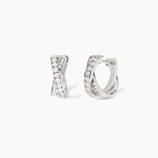 Orecchini Mabina Donna ENIGMA - Orecchini Intrecciati in Argento Rodiato con Zirconi - Codice: 563845