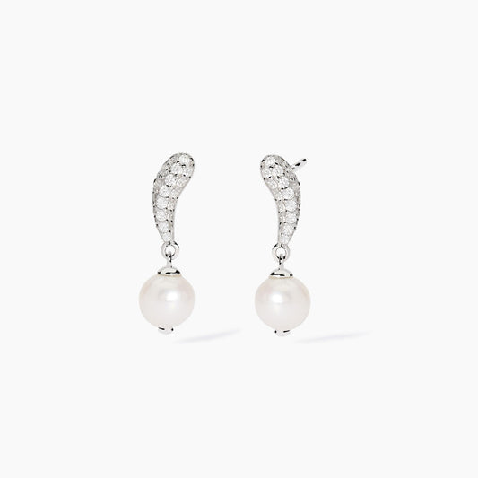 Orecchini Mabina Donna OPERA - Orecchini Pendenti in Argento con Pavé di Zirconi e Perle Coltivate - Codice: 563846