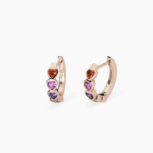 Orecchini Mabina Donna PENSIERO STUPENDO - Orecchini a Cerchio Placcati Oro Rosa con Pendenti a Cuore Multicolor - Codice: 563799