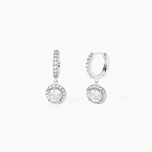 Orecchini Mabina Donna REVIVAL - Orecchini a Cerchio in Argento Rodiato con Pendente Rotondo in Zirconi - Codice: 563788