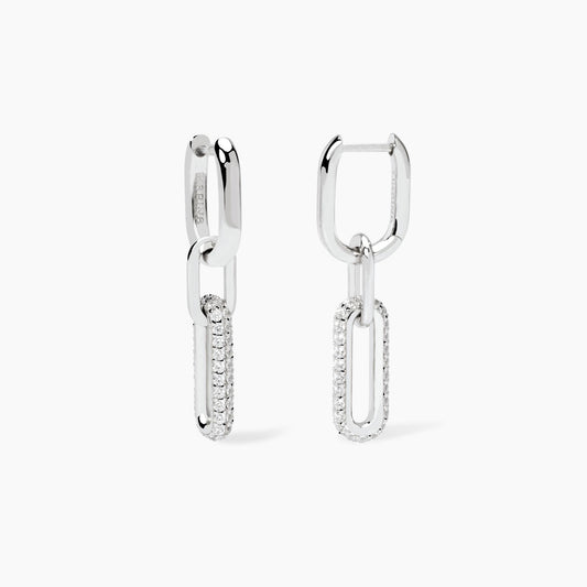 Orecchini Mabina Donna RUE MADAME - Orecchini Pendenti in Argento Rodiato con Maglie Ovali in Zirconi - Codice: 563919