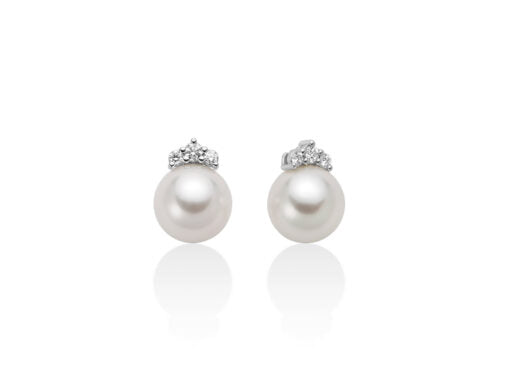 Orecchini Miluna con Perle Akoya e Diamanti - Oro Bianco 18kt - PER2804