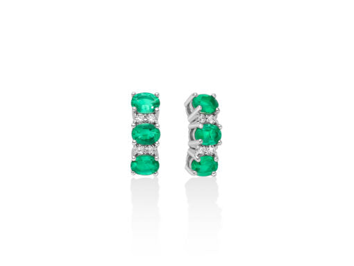 Orecchini Miluna con Smeraldo e Diamanti - Oro Bianco 18kt - ERD3025