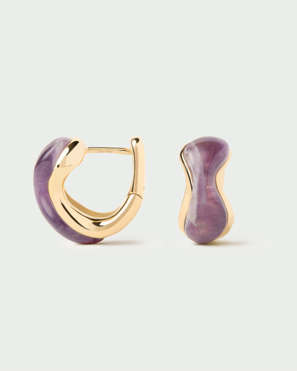 Orecchini PDPAOLA Musa in Argento Riciclato Placcato Oro con Ametista | Cod. AR01-D57-U