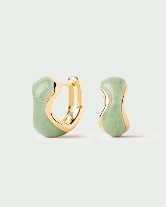Orecchini PDPAOLA Musa in Argento Riciclato con Avventurina Verde | Cod. AR01-D59-U