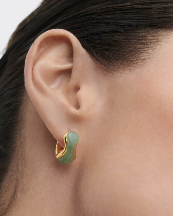 Orecchini PDPAOLA Musa in Argento Riciclato con Avventurina Verde | Cod. AR01-D59-U