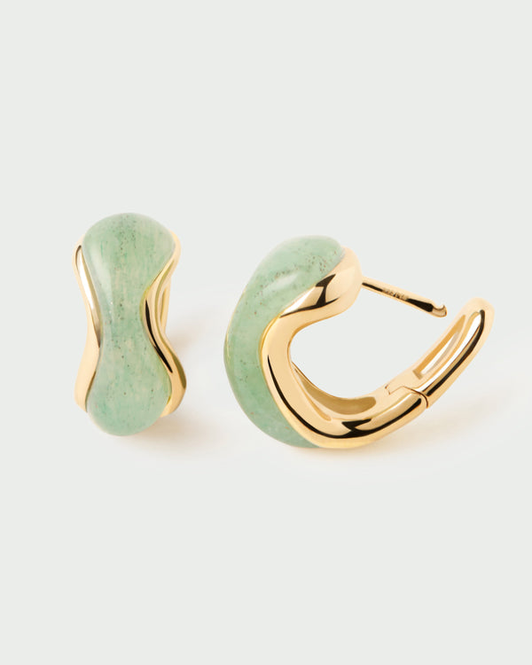 Orecchini PDPAOLA Musa in Argento Riciclato con Avventurina Verde | Cod. AR01-D59-U