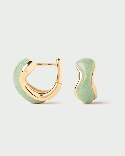 Orecchini PDPAOLA Musa in Argento Riciclato con Avventurina Verde | Cod. AR01-D59-U