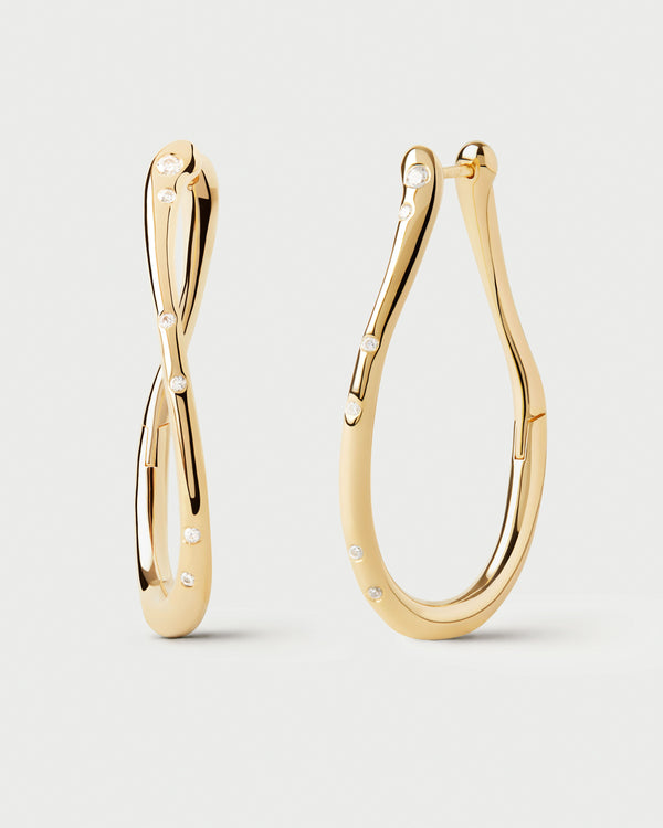 Orecchini a cerchio leggeri e sottili PDPaola Air Hoops in argento dorato 18K finitura lucida - Alfano Gioielli Gioielleria Palermo.