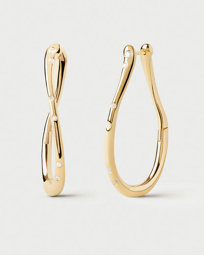 Orecchini a cerchio leggeri e sottili PDPaola Air Hoops in argento dorato 18K finitura lucida - Alfano Gioielli Gioielleria Palermo.