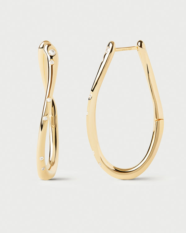 Orecchini a cerchio leggeri e sottili PDPaola Air Hoops in argento dorato 18K finitura lucida - Alfano Gioielli Gioielleria Palermo.