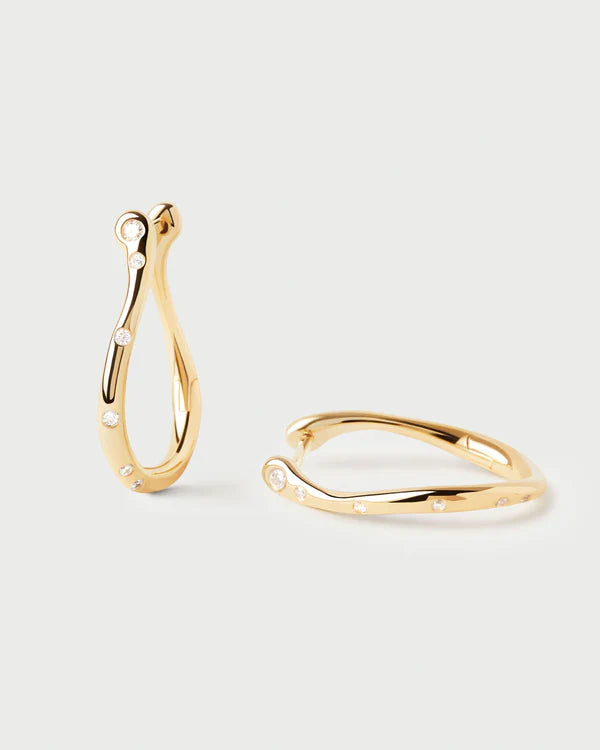 Orecchini a cerchio sottili PDPaola Air Mini in argento dorato 18K dal design minimalista - Alfano Gioielli Gioielleria Palermo.