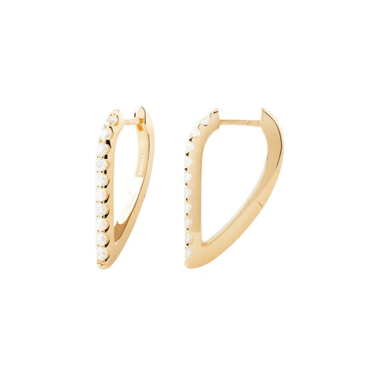 Orecchini pendenti PDPaola Gloss in argento dorato 18K con design a goccia fluida e pavé di zirconi - Alfano Gioielli Gioielleria Palermo.