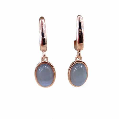 Orecchini Pendenti Madì in Argento Rosé con Quarzo Blu polvere - Cod. 3922100