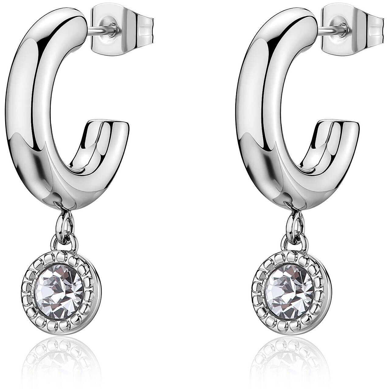 Orecchini Sagapò Donna AURORA - Orecchini a Cerchietto con Cristalli Pendenti in Acciaio 316L - Codice: SAR68