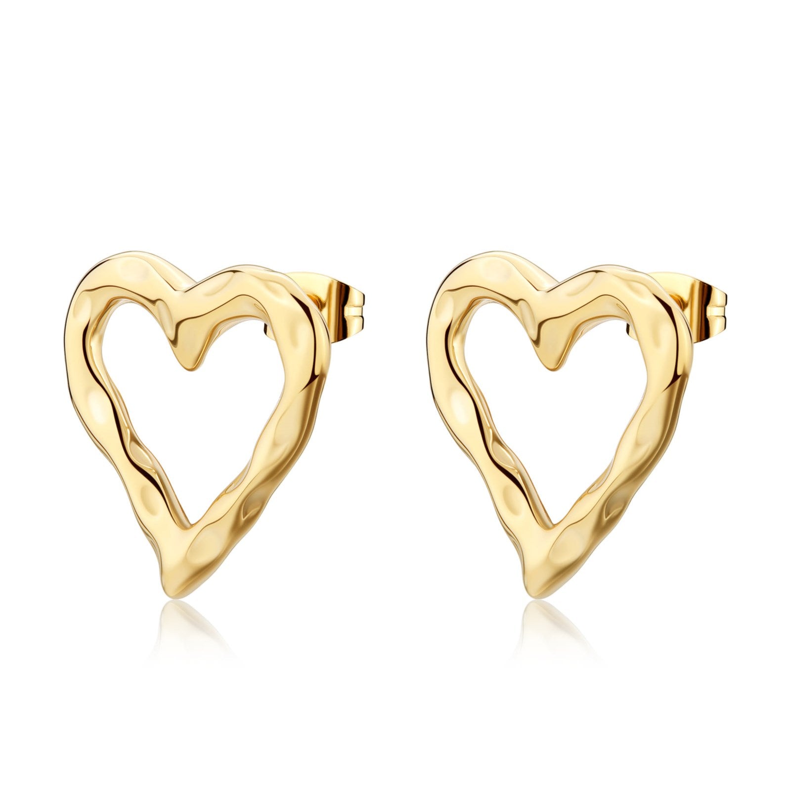 Orecchini Sagapò Donna EMOTION - Orecchini a Lobo a Forma di Cuore Grande in Acciaio 316L PVD Oro 14K - Codice: SMO24