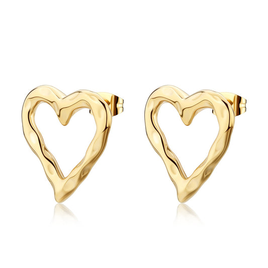 Orecchini Sagapò Donna EMOTION - Orecchini a Lobo a Forma di Cuore Grande in Acciaio 316L PVD Oro 14K - Codice: SMO24