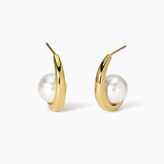 Orecchini Semicerchio Dorati Kidult con Perle Conchiglia - 861051