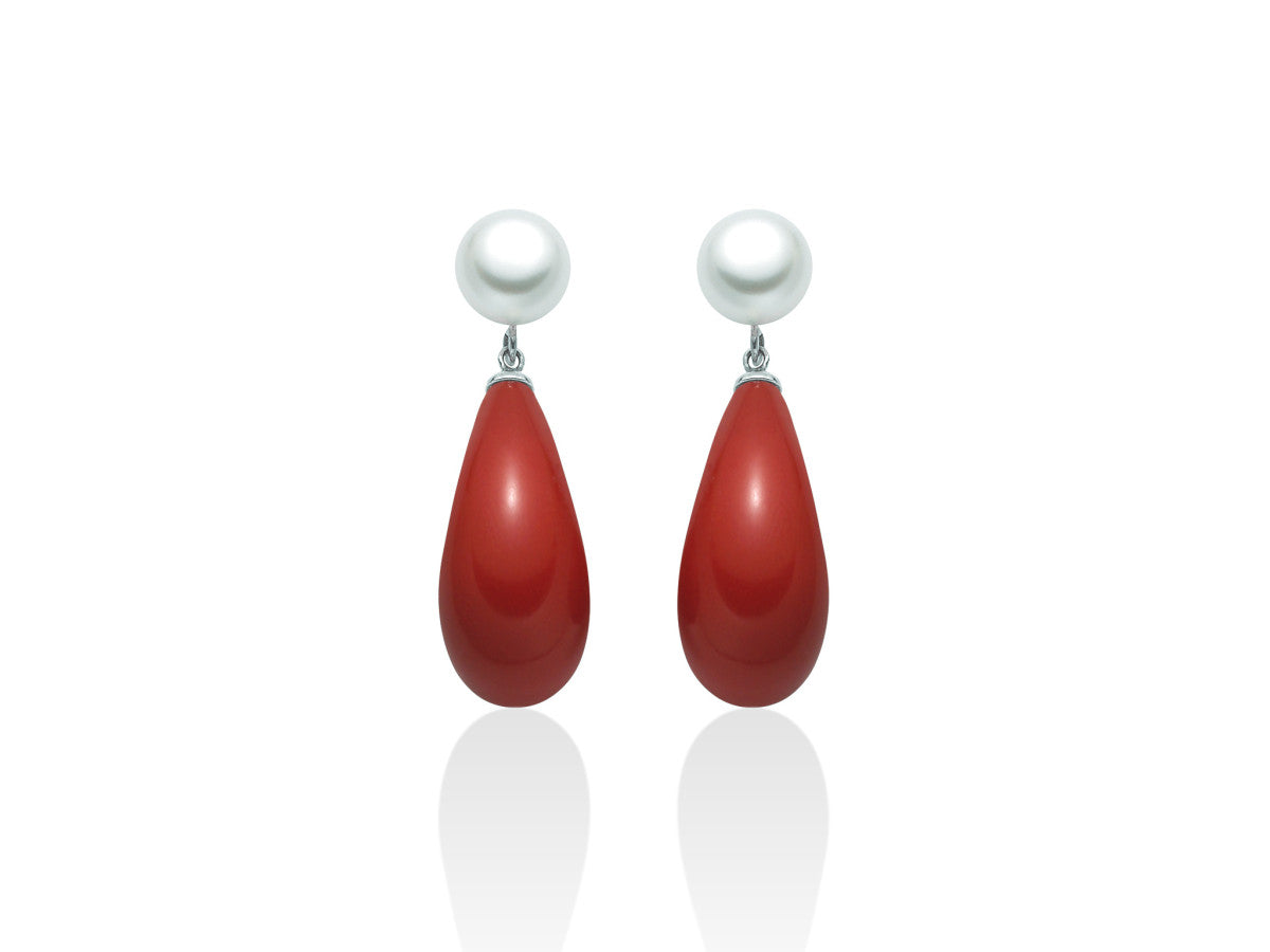 Orecchini Yukiko Terra e Mare in Argento 925 con Perle e Corallo - 341280
