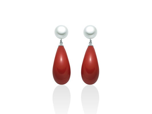 Orecchini Yukiko Terra e Mare in Argento 925 con Perle e Corallo - 341280