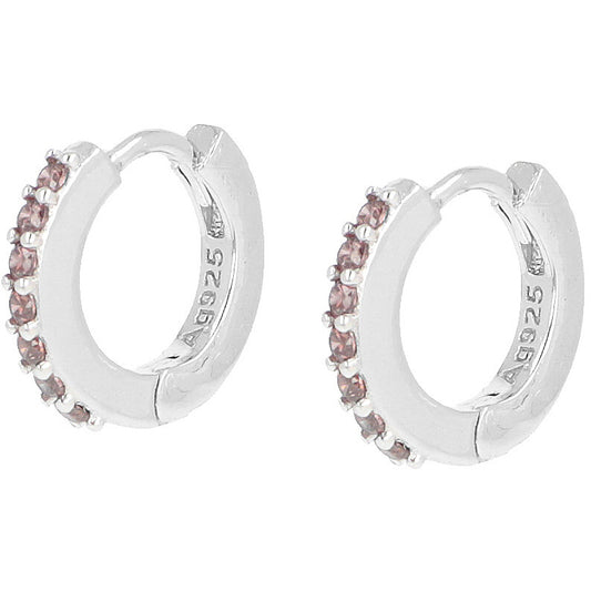 Orecchini a Cerchio Donna Amen ET1BMA - Argento Rodiato e Zirconi Marroni