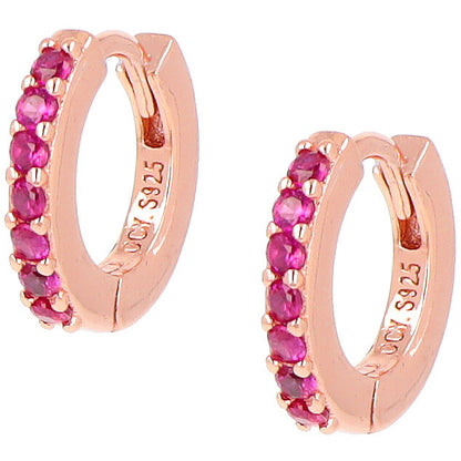 Orecchini a Cerchio Donna Amen ET1RR - Argento Rosè e Zirconi Rosa
