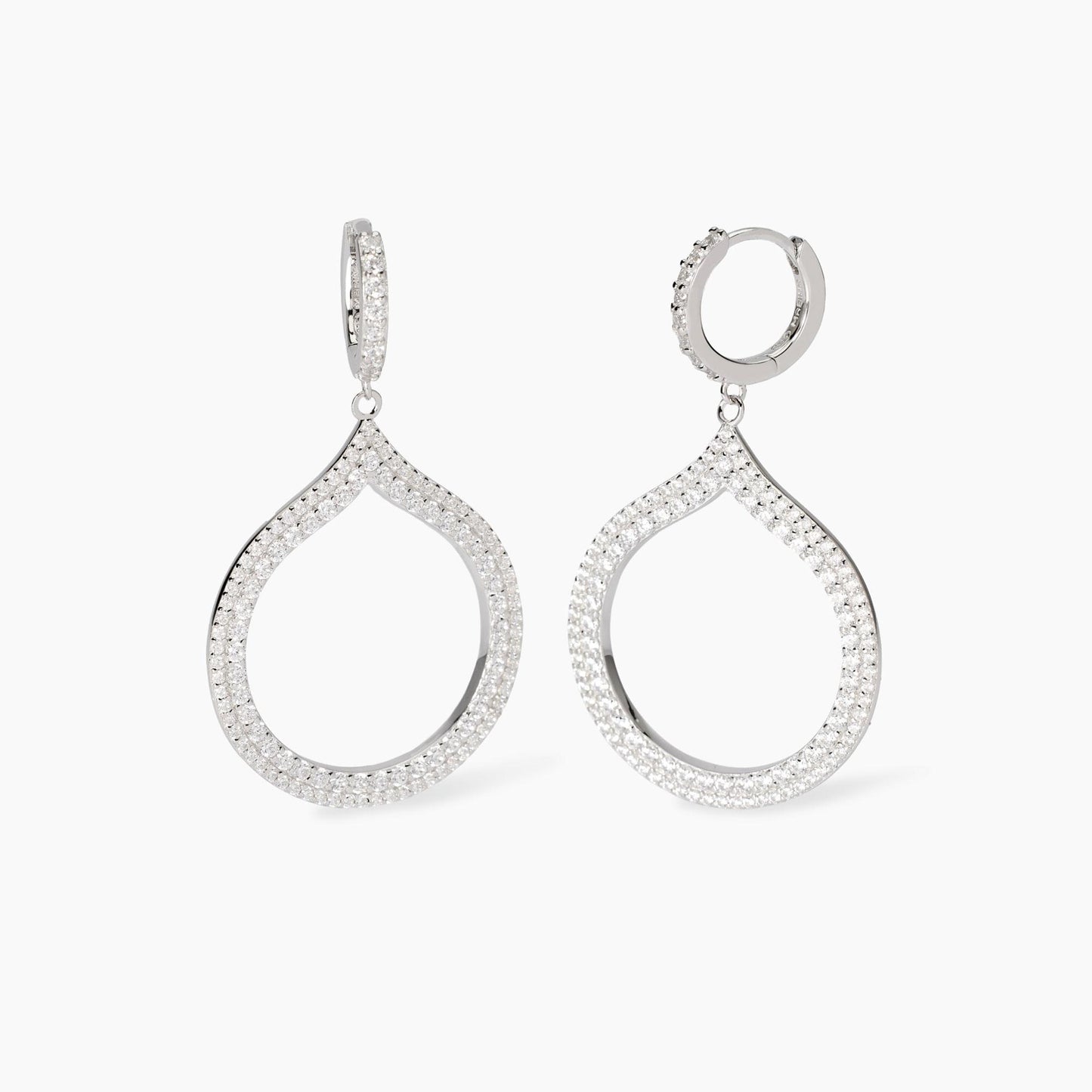 Orecchini a Cerchio con Pendente Goccia in Argento e Zirconi - Penelope 563859