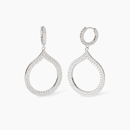 Orecchini a Cerchio con Pendente Goccia in Argento e Zirconi - Penelope 563859