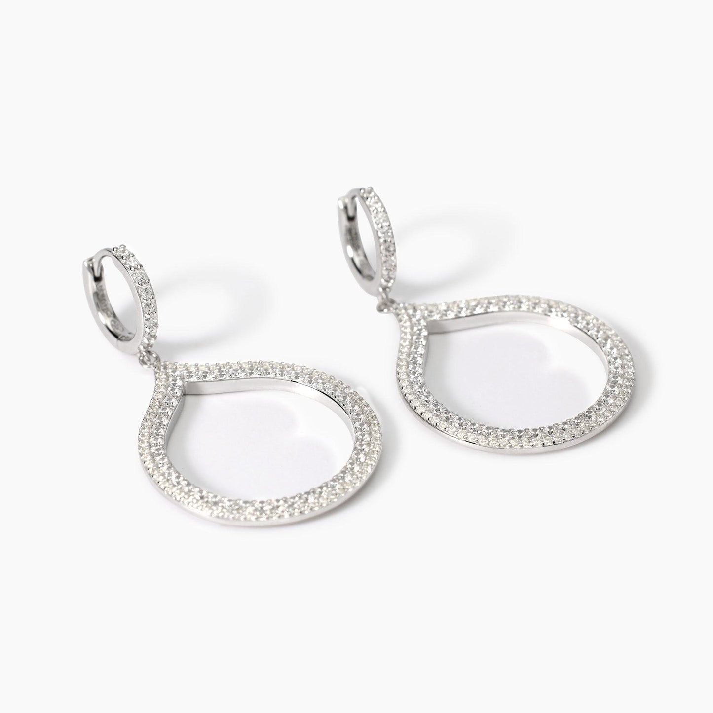 Orecchini a Cerchio con Pendente Goccia in Argento e Zirconi - Penelope 563859