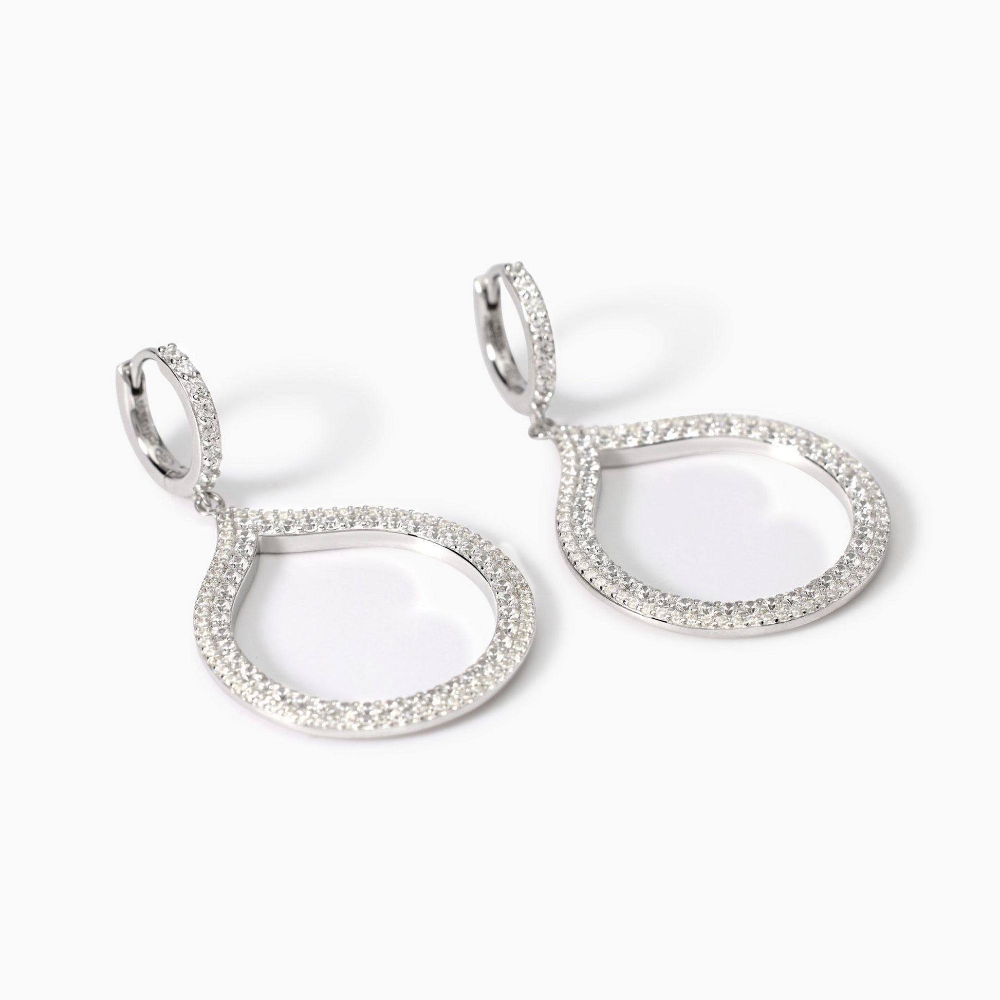Orecchini a Cerchio con Pendente Goccia in Argento e Zirconi - Penelope 563859