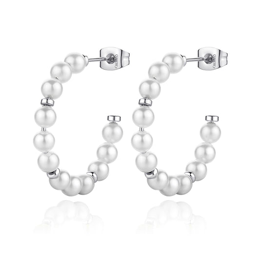 Orecchini a Cerchio in Acciaio e Perle - S'Agapõ - SWI25