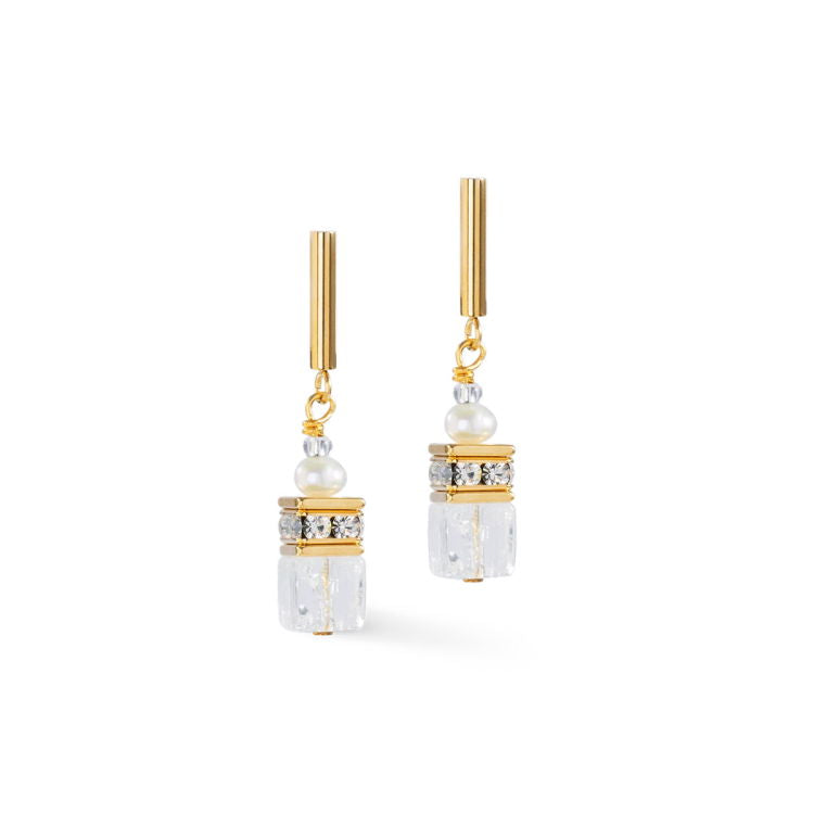 Orecchini a Lobo Coeur de Lion GeoCUBE® Fusion - Precious Pearl Mix Oro-Bianco 1122/21-1416