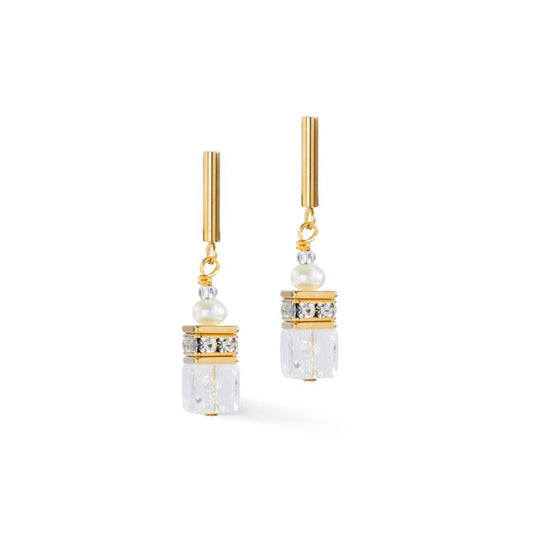 Orecchini a Lobo Coeur de Lion GeoCUBE® Fusion - Precious Pearl Mix Oro-Bianco 1122/21-1416
