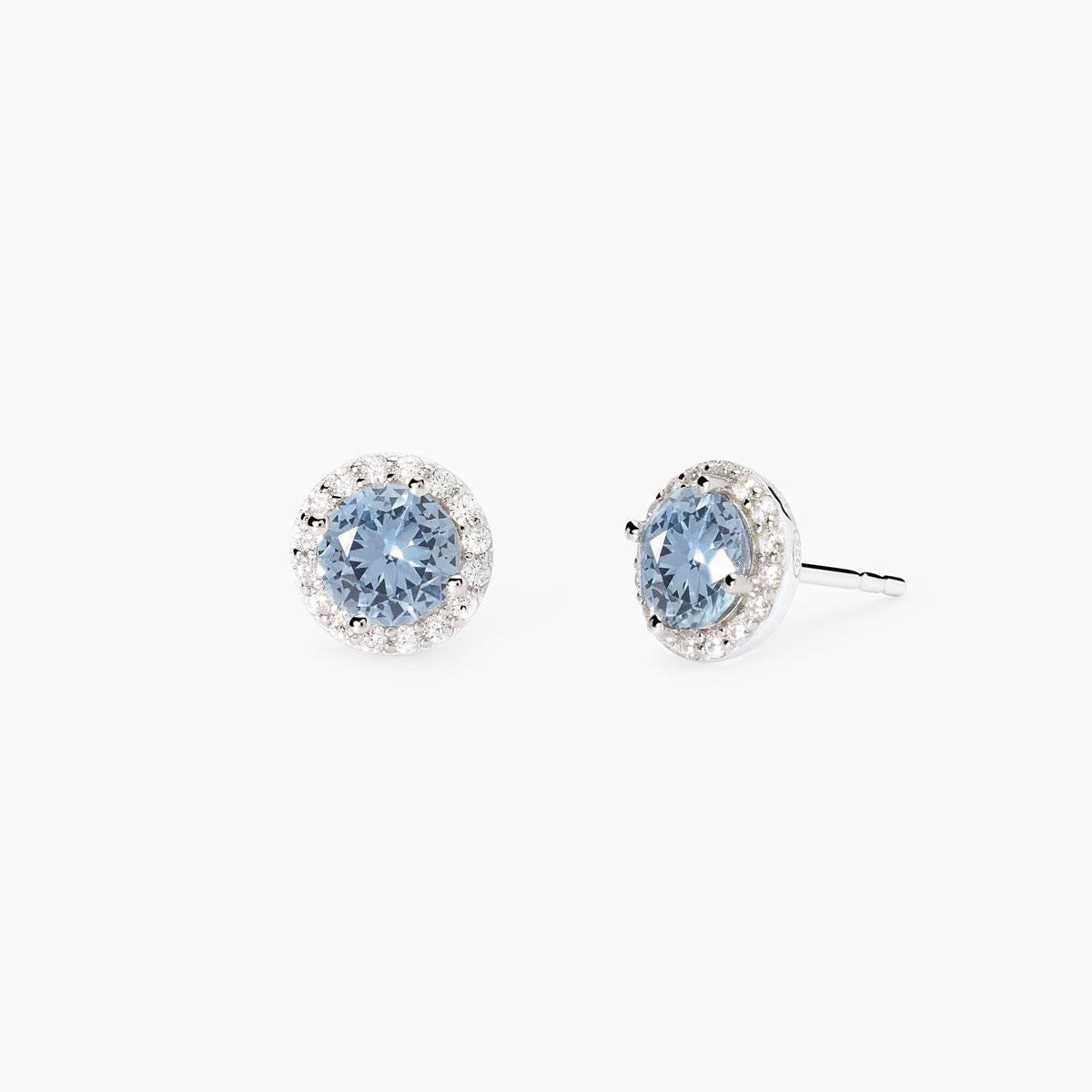 Orecchini a Lobo in Argento Rodiato con Acquamarina Sintetica 563789 - Splendore Celeste