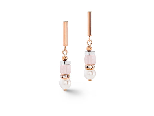 Orecchini a Perno Coeur de Lion Geo-Cube - Oro Rosa e Cristalli 4354/21-1920