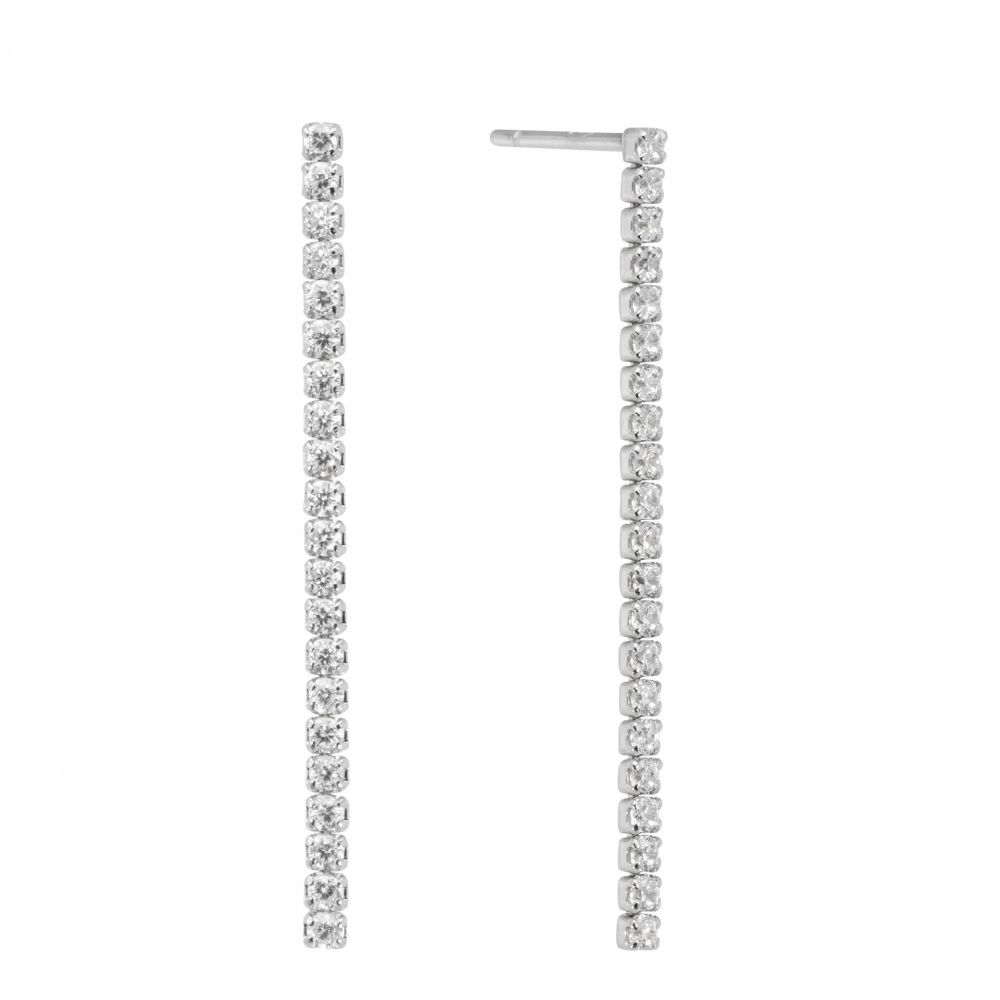 Orecchini a cerchietto stile tennis ChiMiAma in argento 925 con zirconi bianchi e cuore pendente con zircone blu zaffiro - Alfano Gioielli
