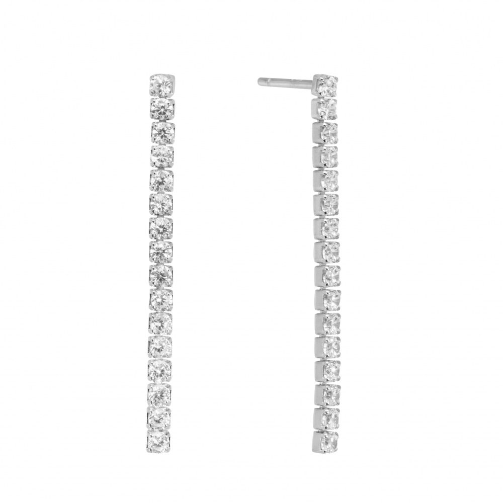 Orecchini a cerchietto stile tennis ChiMiAma in argento 925 con zirconi bianchi e cuore pendente con zircone rosso - Alfano Gioielli
