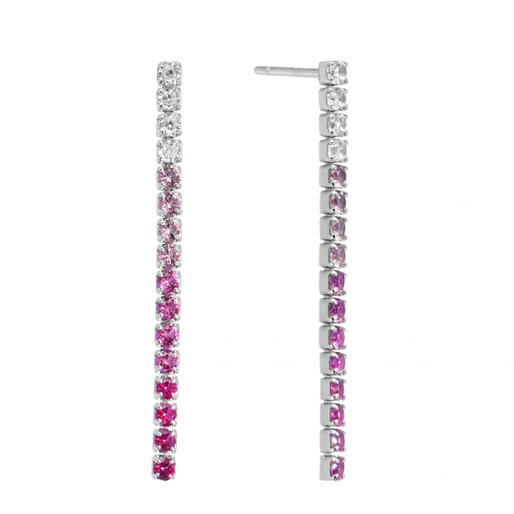 Orecchini a cerchietto stile tennis ChiMiAma in argento 925 con zirconi bianchi e cuore pendente con zircone verde smeraldo - Alfano Gioielli