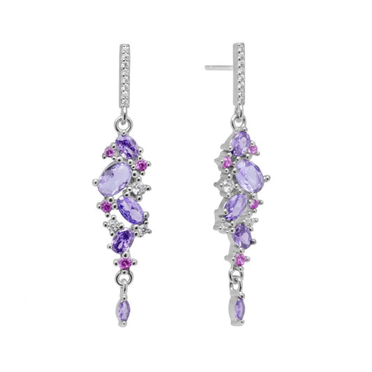Orecchini a cerchio piccoli ChiMiAma in argento 925 tempestati di zirconi multicolor rainbow - Alfano Gioielli