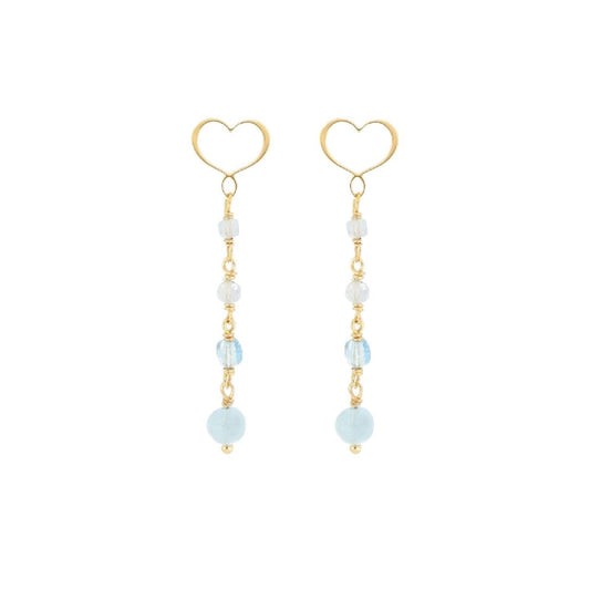 Orecchini pendenti Maman et Sophie a monachella con frangia di pietre naturali di Acquamarina - Alfano Gioielli