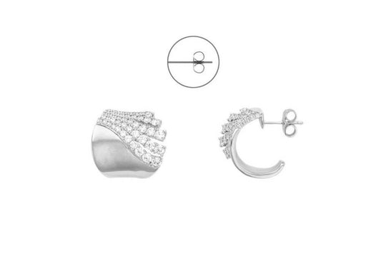 Orecchino a cerchio da donna 4US Cesare Paciotti in metallo rodiato color argento con zirconi bianchi e pendente a forma di pugnale.