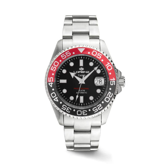 Orologio Automatico Lorenz Tako Uomo - Nero con Ghiera Rosso-Nero 030254PP