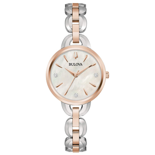 Orologio Bulova Donna CLASSIC LADY DIAMONDS - Solo Tempo al Quarzo Bicolore, Madreperla e Diamanti - Codice: 98P210