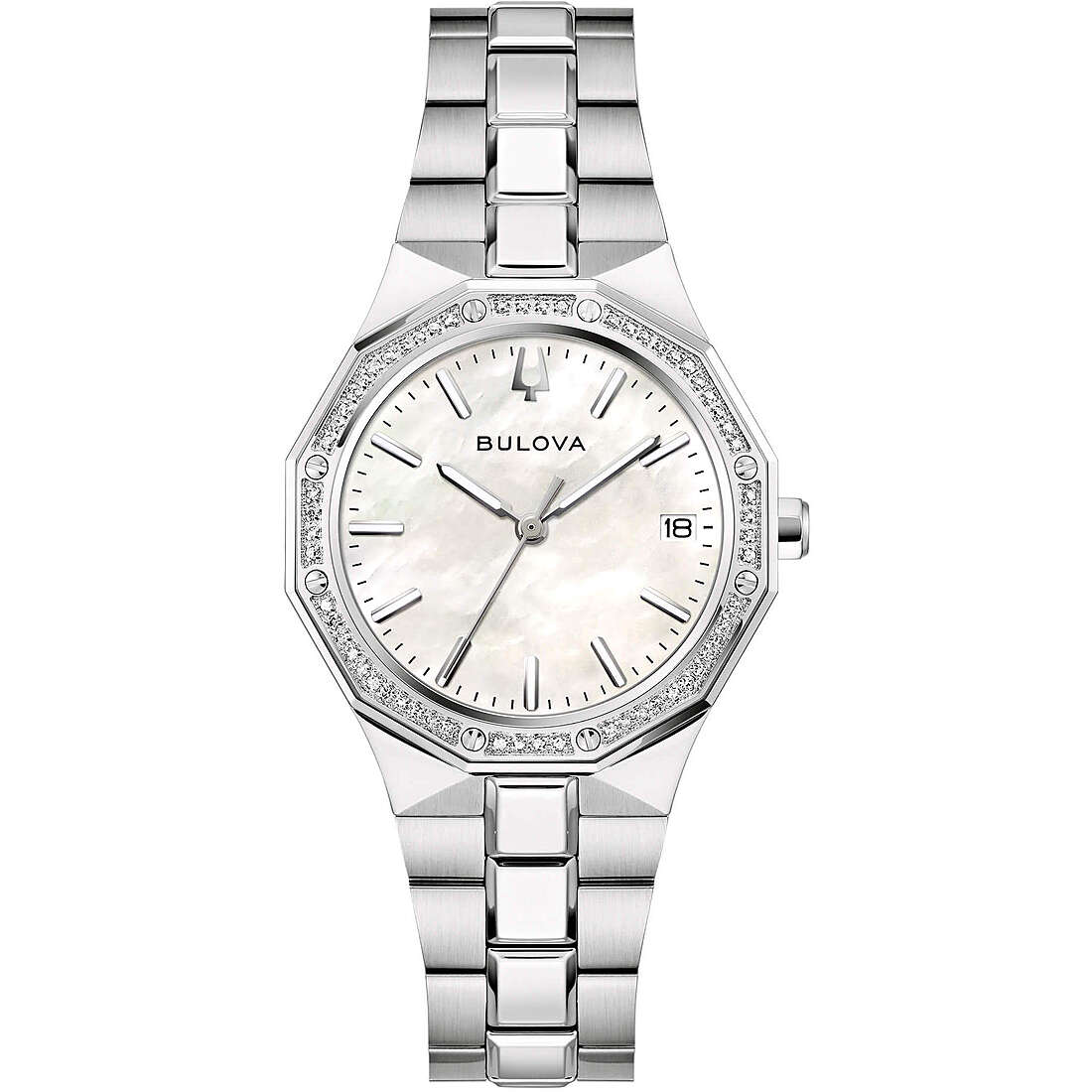 Orologio Bulova Donna OCTAGON - Solo Tempo al Quarzo in Acciaio con 69 Diamanti - Codice: 96R255