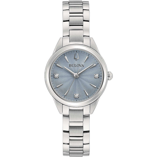 Orologio Bulova Donna SUTTON - Solo Tempo al Quarzo in Acciaio, Quadrante Azzurro - Codice: 96P255