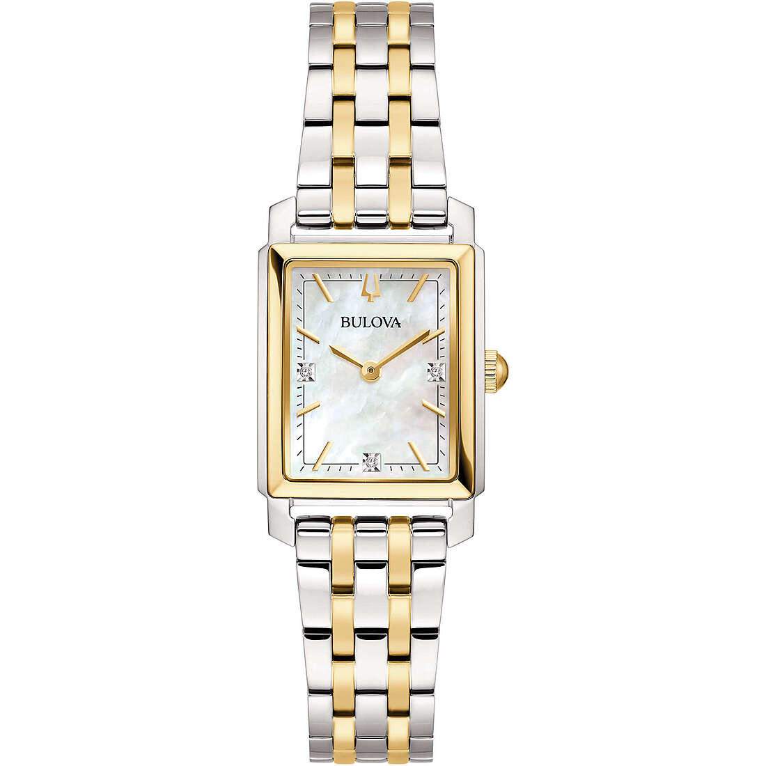 Orologio Bulova Donna SUTTON TANK LADIES - Solo Tempo al Quarzo, Rettangolare IP Oro e Diamanti, Acciaio - Codice: 98P220